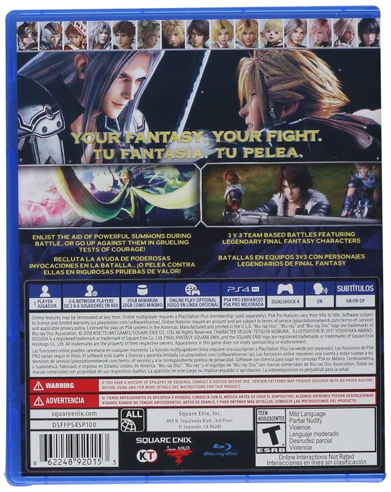PlayStation4 - 日本語対応 PS4 北米版 DISSIDIA ディシディア スチールブック FF PlayStation4 - 日本語対応 PS4 北米版 DISSIDIA ディシディア